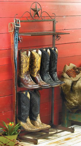 BLACK FOREST DECOR Metal Star Boot Rack – Space-Saving Organizer for Boots, Belts, and Hats – 22 5/8