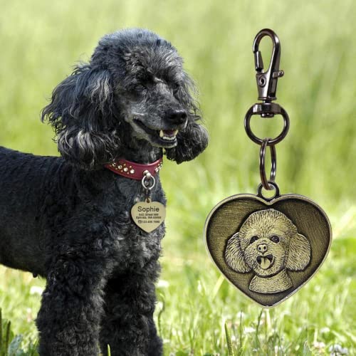 Vintage Retro Heart Shape Customizable Engraved Pets Id Tag For Dog Cat Bronze Nameplate Tags Personalized Anti-Lost Address Number Dogs Collar Id Pendant (French Bulldog) #TOP6