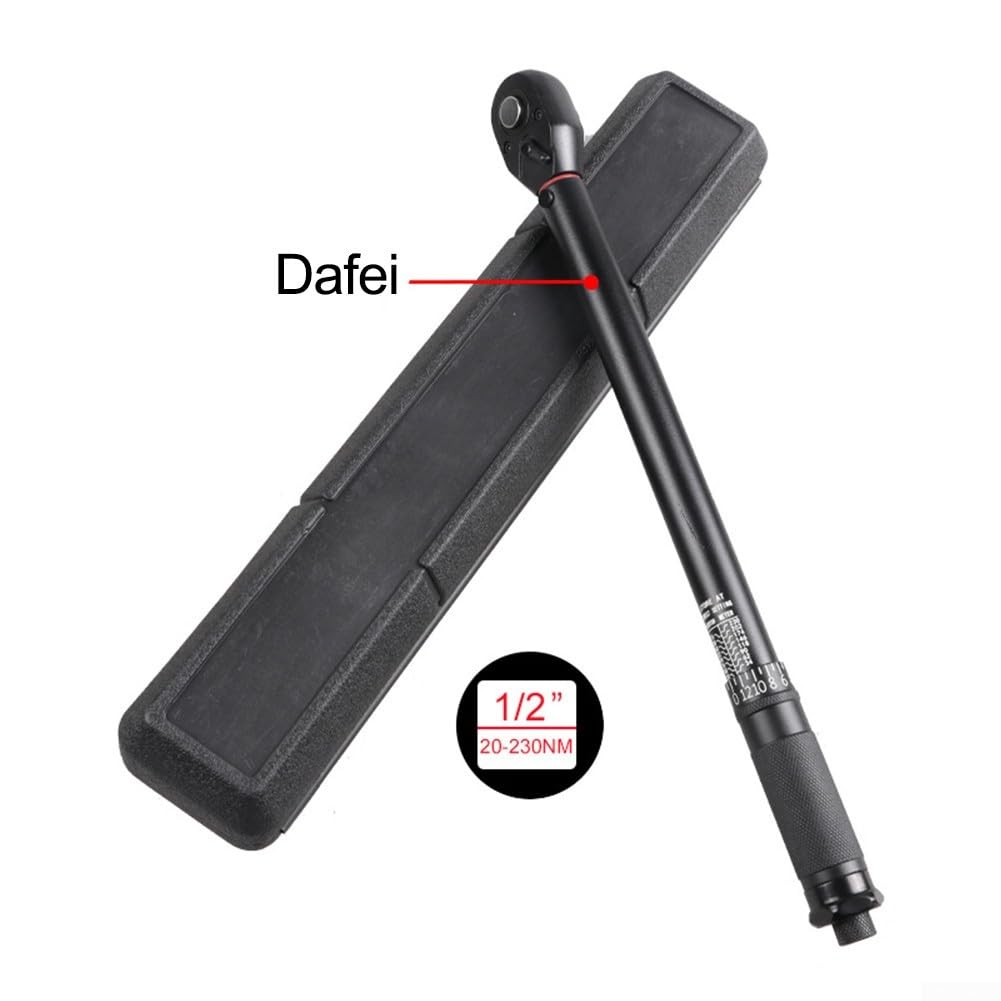 Llave dinamométrica de 1/4 pulgadas y 1/2 pulgadas, ajustable 3-33/20-230 Nm con cierre rápido, llave de clic precisa para reparación de coches y bicicletas en maleta (1/2 pulgadas)