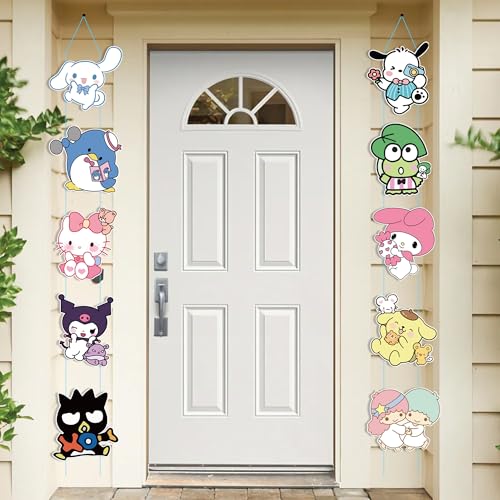10 Pcs Kawaii Cartoon Porch Sign Birthday Party Supplies