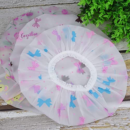 Image of Waterproof Shower Cap Dot Plastic Shower Caps Waterproof Reusable Large Elastic Bath Hair Cap Suitable For Women's Spa Hair Salon Family Hotel Travel (pic 12)