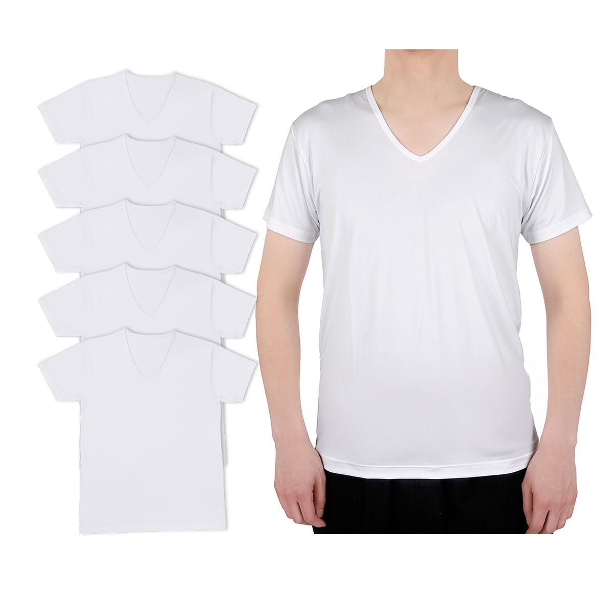 Amazon | エステル ベア天 Vネック Tシャツ 5枚組 インナーシャツ