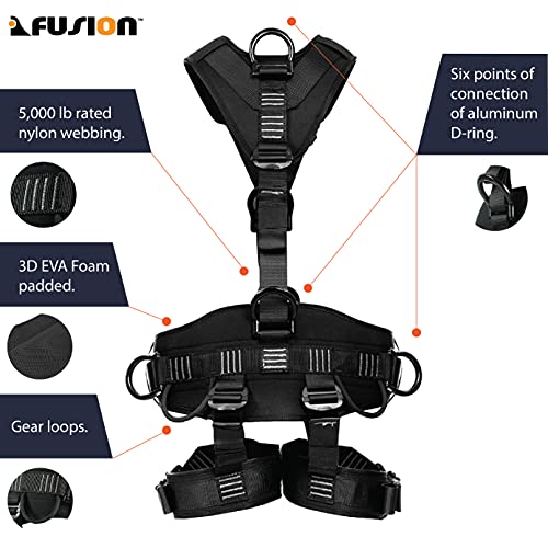 Fusion Climb Tac-Rescue, Construction Harness - Full Body Harness, 6 D-Ring Points, and Quick-Release Steel Buckle Safety Harness OSHA & ANSI Compliant