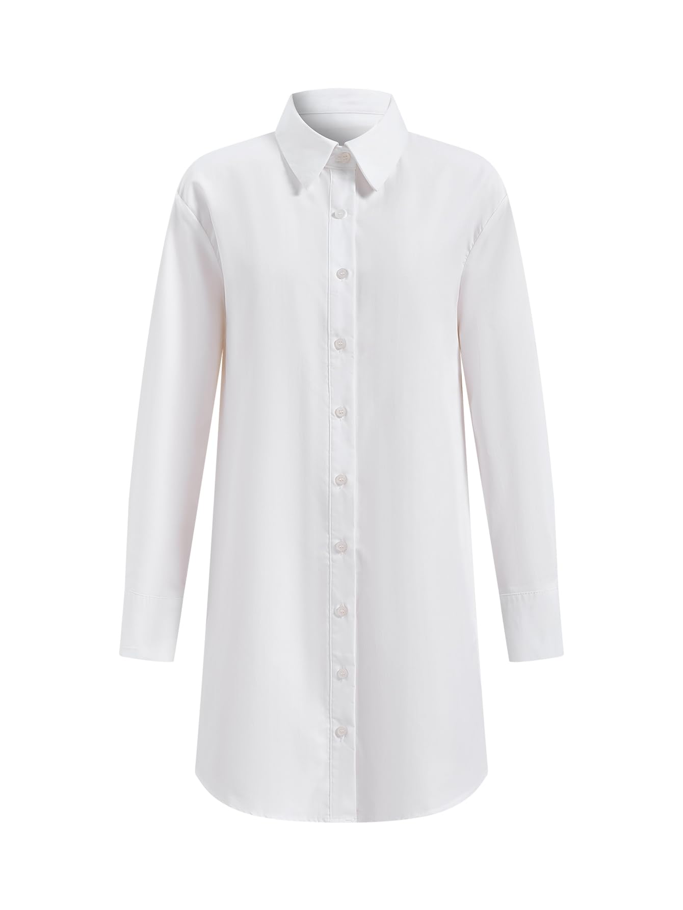 Womens Button Down Mini Shirt Dress Collared Long Sleeve Work Office Dresses