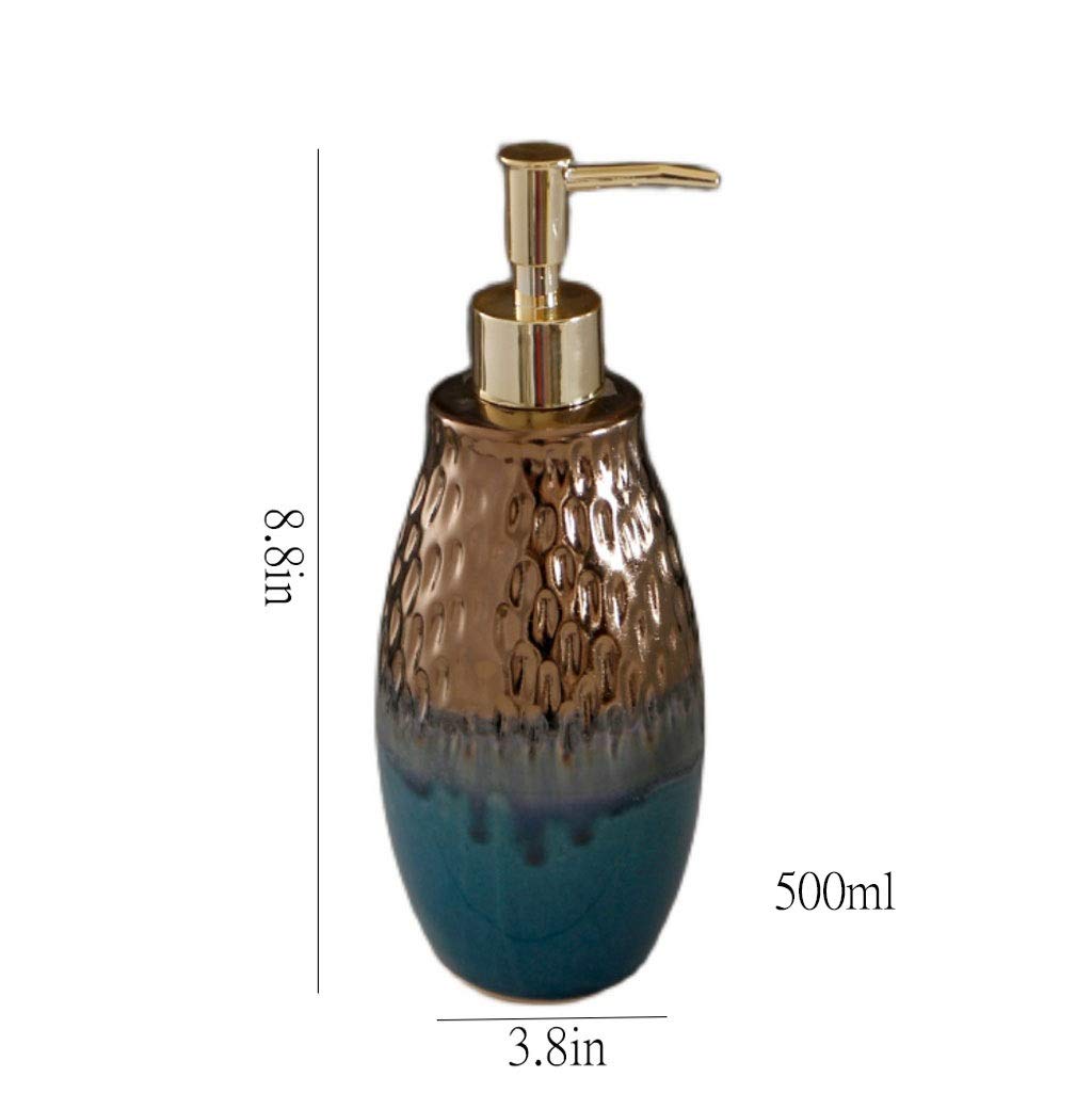 Dispenser per Doccia, flacone in Ceramica per Sapone Liquido, sfumatura Blu nordica, Gel Doccia, Dispenser di lozione di Grande capacità da 500 ml