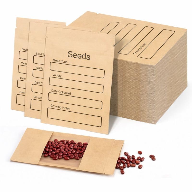 100 Pack Resealable Seed Packets with Templates