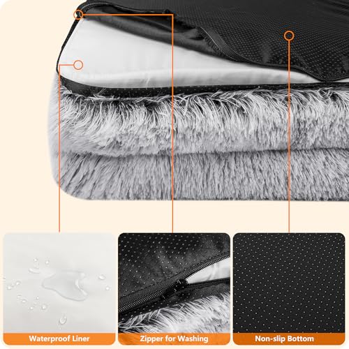 HMTOPE Orthopädisches Hundebett, Hundesofa, hohen Rand, Hundekissen, Hundekorb, Abnehmbar und waschbar, Mittelgroße Hunde, Grosse Hunde, 106 x 80 x 20 cm, Hellgrau