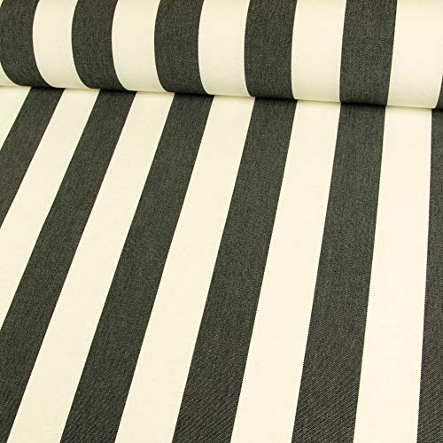 Awning Outdoor Fabric Block Stripes Black - Price is for 0.5 Metres