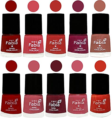 Image of SMC Fabia ALL IN ONE (PACK OF 10), Long Lasting Glossy Nail Polish, 6 ml Each, All Vibrant Colours,02353