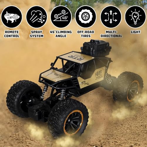 Image of Remote Control Rock Crawler Mist Smoke Spray Function, High Speed 1:18 RC Car Toys for Boys 2WD Off Road Vehicle Toy Cars for Kids Monster Truck Rock Climbing Car Toy (Fog Rock Crawler Gold)