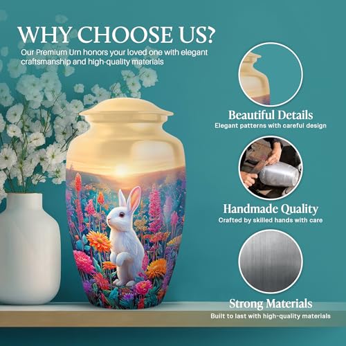 Image of Rabbit Urn - Keepsake for Ashes - Combo 3 - Large with 3 Inch Pack of 4 - Decorative Keepsake Urns Ash - Funeral Cremation Urns for Ashes - Burial Memorial Urns