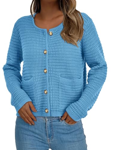 PRETTYGARDEN Women Knit Cardigan Sweaters Fall Fashion Long Sleeve Open Front Button Down Trendy Casual Jacket Winter Clothes