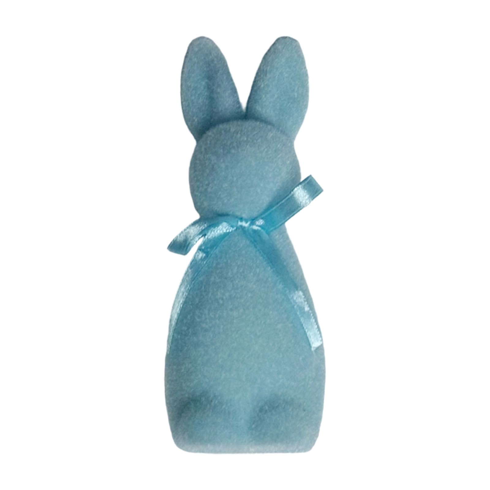 Generisch Adorno de conejo de Pascua flocado de espuma con pajarita, decoración de animales para fiestas y celebraciones, interior y exterior. Utiliza una figura de espuma