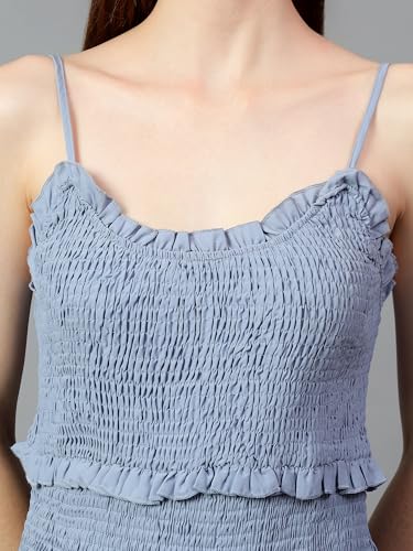 Image of KOTTY Women's Solid Sleeveless Zen Blue Causal Dress