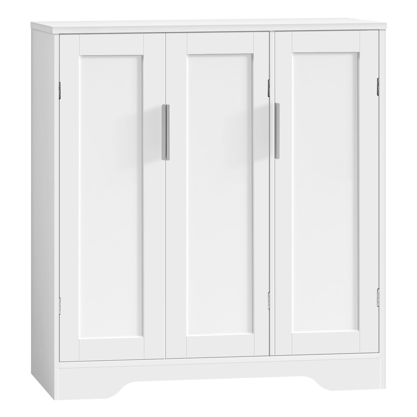 HOOBRO Bathroom Cabinet, 3-Door Bathroom Storage Cabinet, Bathroom Storage Unit with 2 Adjustable Shelves, Floor Bathroom Cabinet, Bathroom Organizer Cabinet, for Bathroom, Washroom, Kitchen, White