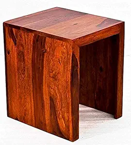 Indigo interiors Sheesham Solid Wood Bedside Side Table for Bedroom, Sofa, Small, Brown