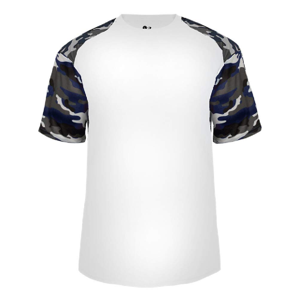 Badger Sport White/Navy Camo Sleeve Adult 2X