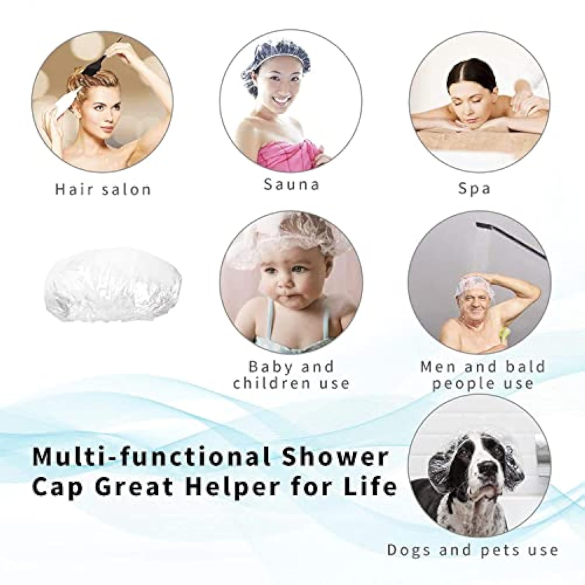 Disposable Shower Caps, Multi-Purpose Thickening Elastic Bath Cap