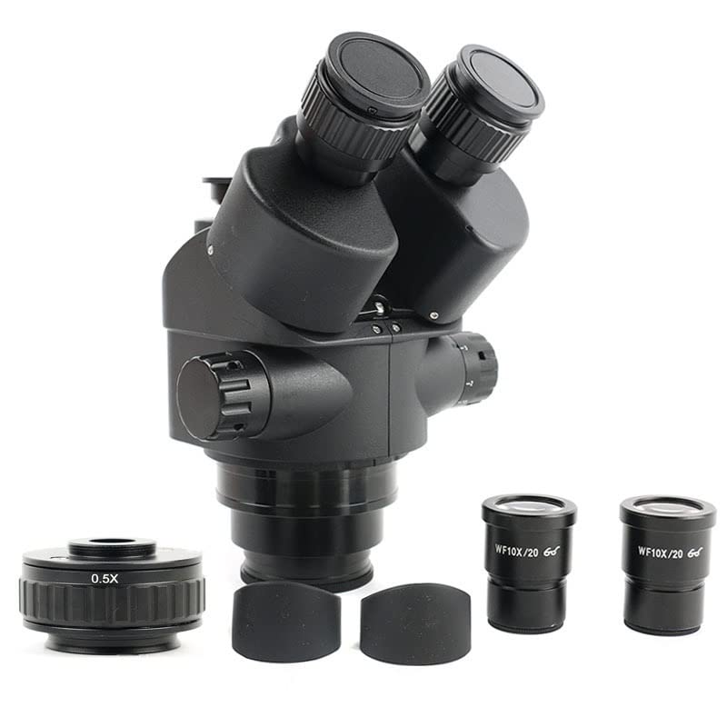 Microscope 7-45X Zoom Simul-Focal Trinocular Stereo Microscope Head 0.5X CTV Camera Focus Adapter WF10X/20 Eyepiece(7-45X)