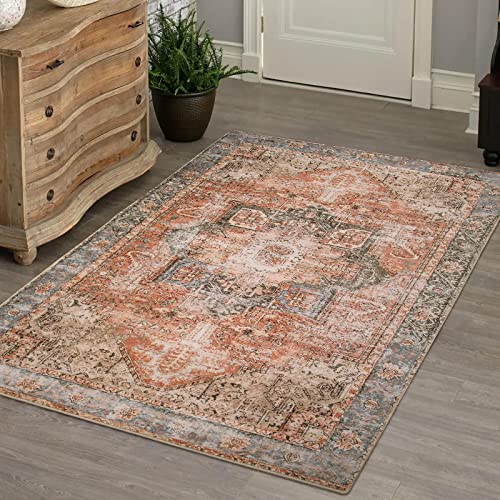 Sungea 3'X5' Machine Washable Area Rug, Distressed Entryway Rug With Non Slip Backing, Foldable Lightweight Accent Rug For Kitchen Foyer Dining Room Living Room Bedroom #TOP10