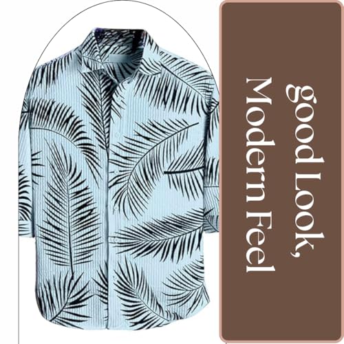 Image of MiraMichi Men's Corduroy Printed Half Sleeve Casual Shirt - Regular Fit Hip Length