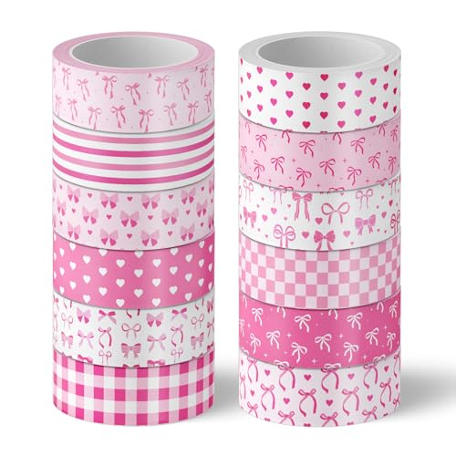 Cinta washi con lazo rosa que no rompe el papel para scrapbooking libre de manchas