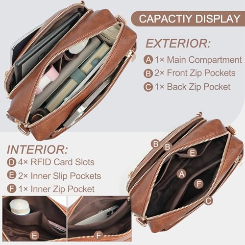 Small Leather Crossbody Bags for Women Anti theft Purses and Handbag Shoulder Hangbag with Wide Strap Tassel - Image 4
