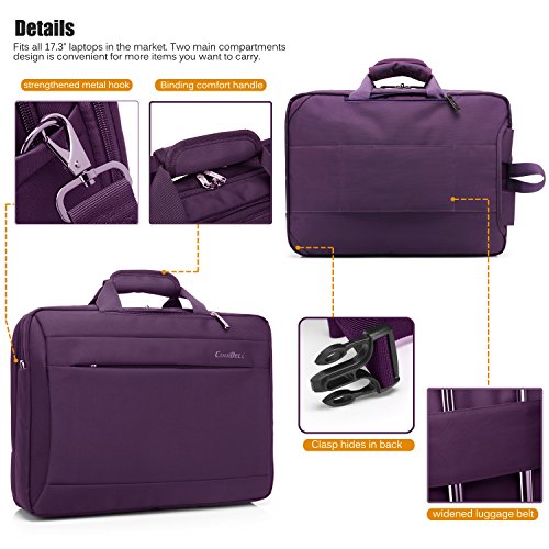 CoolBELL 15.6 Inches Convertible Laptop Messenger Bag Oxford Cloth Shoulder Bag Backpack Multi-Functional Briefcase for Laptop/MacBook/Tablet Women (Purple)