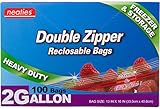 Neaties Heavy Duty 2 Gallon Double Zip Lock Bags for Kitchen or Storage, Food Storage Freezer Slider...