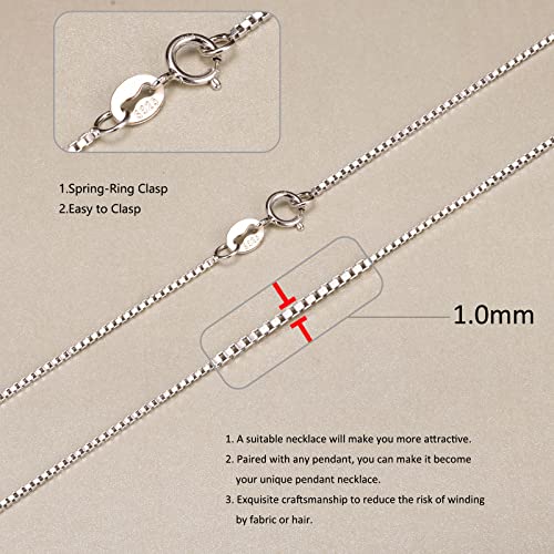 Toptrend Solid 925 Sterling Silver Italian 1mm Box Chain Necklace for Women Girls, Super Thin & Strong Necklace Chain 16/18/20/22/24 Inch - Image 5