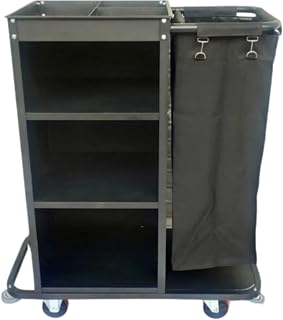 Shoppers Hub PNQ MS Black Housekeeping Trolley Half Size With One-Sided Plain Removable Washable Bag (30x43x78cm) & 3 Comp... Price In India