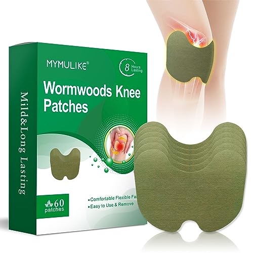 60Pcs Knee Pain Relief Patches Kit Pain Relief Patch for Knee Wormwood Herbal Knee Patches for Arthritis Relieves Muscle Soreness in Knee Neck Shoulder