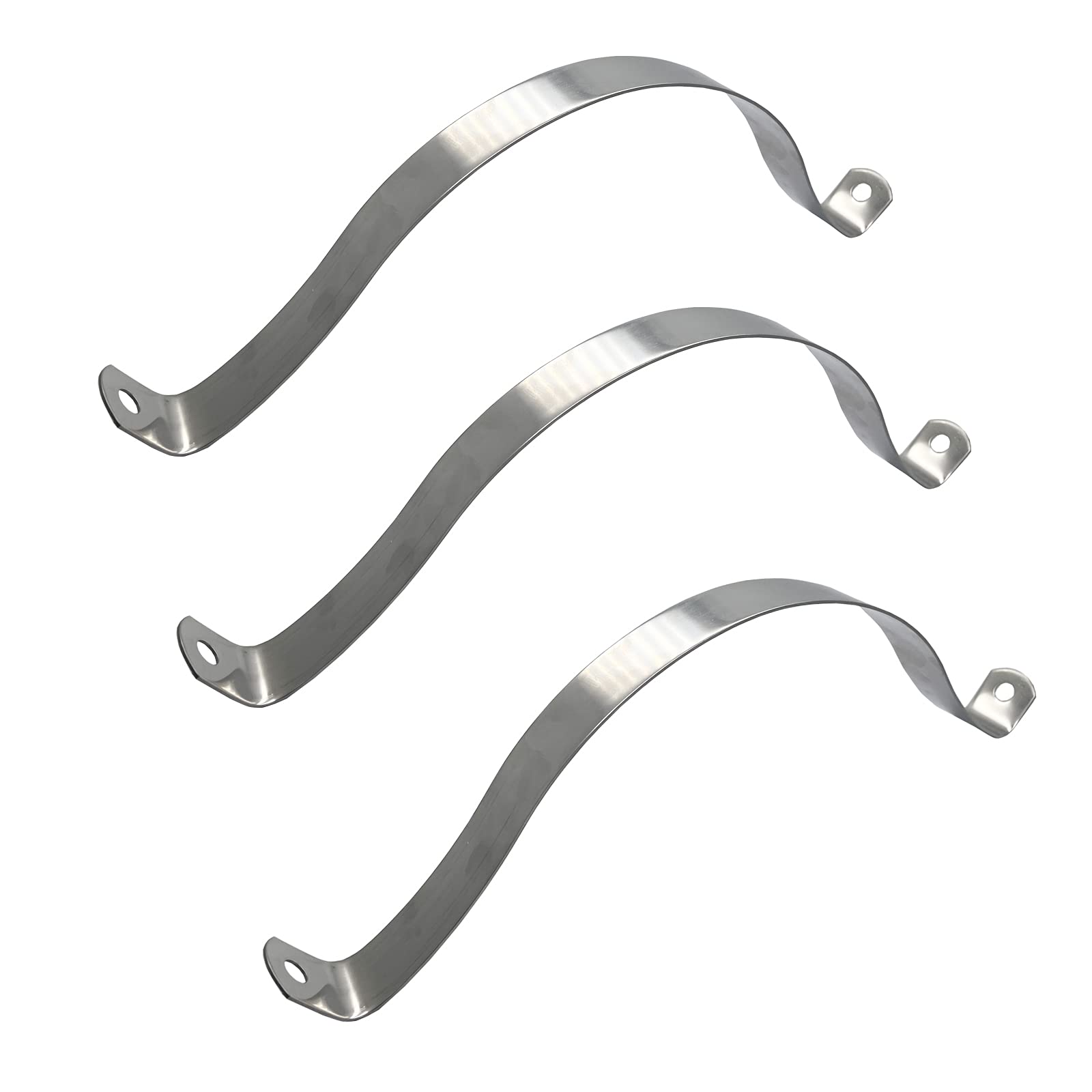NGe 6Inch Rigid Pipe Strap Clamp U Bracket Tube Strap Tension Clips Two Holes Tube Straps Stainless Steel Silver,for Pipe Fixing(3Pcs)