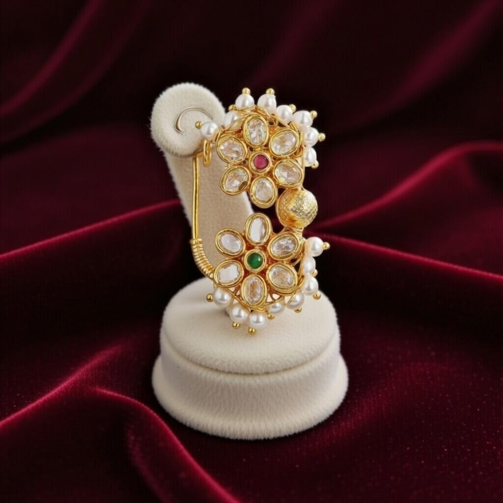 Efulgenz Indian Jewelry Nath Nathani Fake Nose Ring Stud Pin Non Piercing