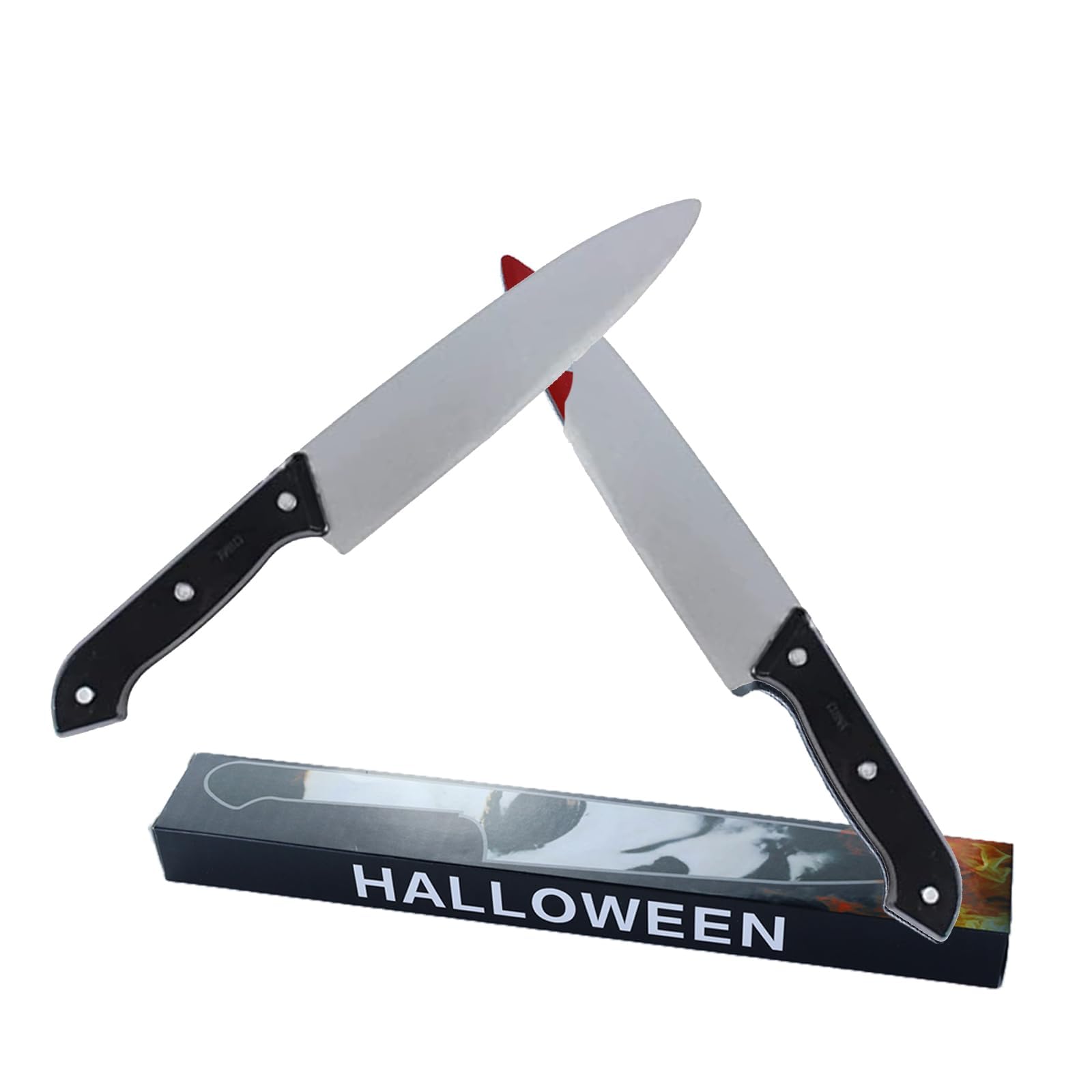 AJGEGJE Halloween Knife, Plastic 2 Props Knives, 30 cm Long, Ideal for Halloween Costumes & Fancy Dress, Theme Party