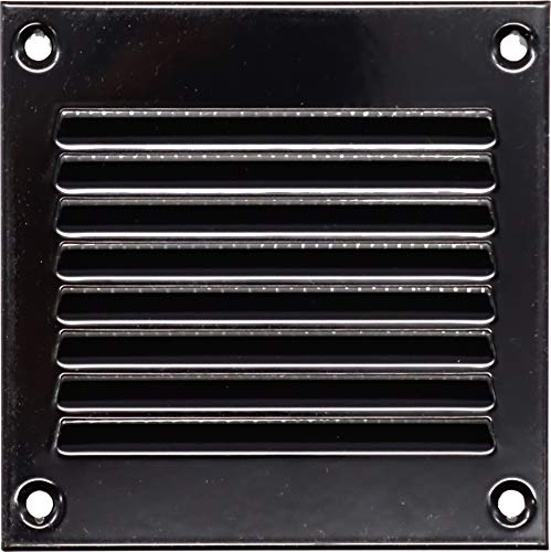 Vent Systems 4 x 4'' inch Air Vent Cover - Black - Metal Air Return Grill with Built in Pest Guard Screen HVAC Vent Cover for Home Improvement Vent Duct Cover 100x100 mm - Pack of (1)