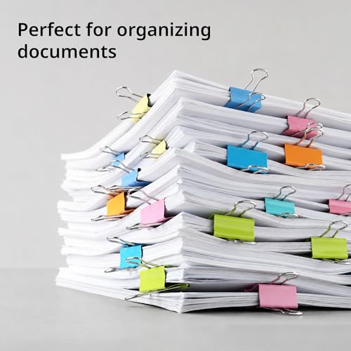 Image of Binder Clips Assorted Sizes-Multicolor | Made of Tempered Steel, Durable & Rust-Resistant | Perfect for Holding Loose Papers | Ideal for School, Office & Home (Pack of 42 Clips)