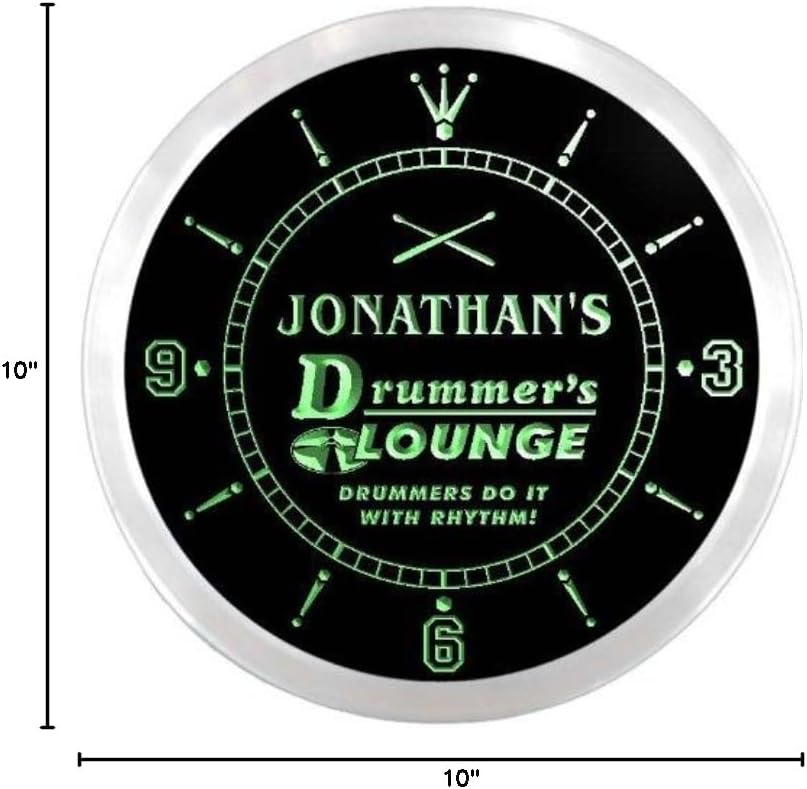 AdvPro ncx0055-tm Jonathan's Drummer Lounge Room Custom Name Neon Sign Clock