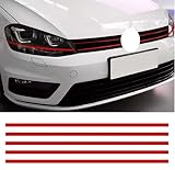  WOO LANDO 10 Stück (2 Sets) Zierleisten für Kühlergrille und Scheinwerferkanten -Rot - je 400x7mm