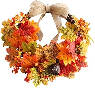 croselyu Autumn Wreath Front Door Decoration Christmas Home Decoration Christmas Wreath Simulation Plant Garden Front Door Ornaments,1pce (Yellow)
