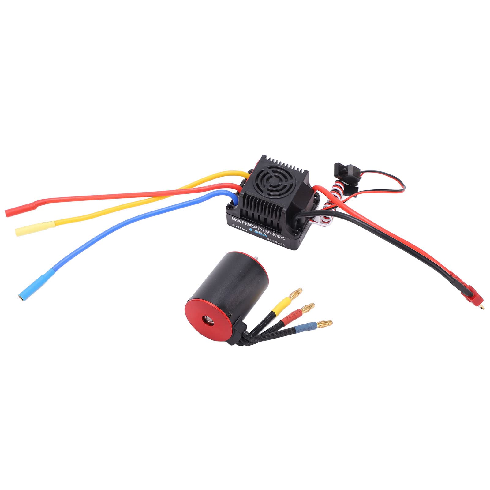 Motor sin escobillas de 3650 4300 KV con regulador electrónico de velocidad impermeable de 80 A, combo RC de alto rendimiento para coches RC 1/8 y 1/10, compatible con baterías