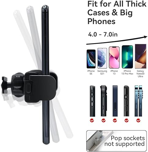 Miniatura 7 de Soporte de teléfono para automóvil para BMW X5, BMW X6 2019-2023, BMW X7 2019-2022, sujeción eléctrica, soporte giratorio ajustable seguro y