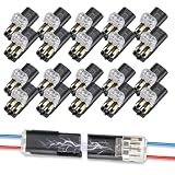 20PCS Chedin Double Wire Plug in Connector,Low Voltage Wire Connector,Quick Disconnect 2 Pin Led Connector No Wire Stripping Cutting, Light Led Strip Connectors with Locking Buckle 18-22AWG