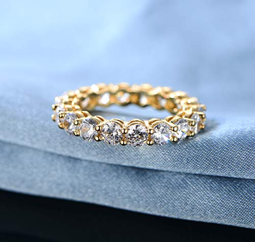 Gemsme 18K Yellow Gold Filled Cubic Zirconia Eternity Band Ring for Women Size 5-104