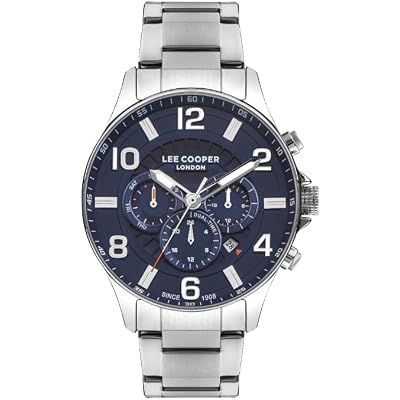 Lee Cooper VX9JE1 Men's Movement Watch with Multifunction Display and Metal Strap - LC07802.390, Silver, Strap