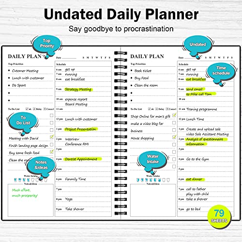 Asten RIJIHUABEN-HEI Daily Planner Undated, Asten To Do List Notebook Hourly Schedules Spiral Appointment Planner thumb #1