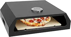 Forno de pizza para churrasqueira, máquina de pizza portátil com pedra de pizza de 30 cm e termômetro compatível com churrasqueira a carvão, churrasqueira a gás, churrasqueira a propano para cozinhar