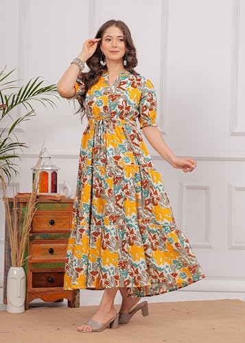 Image of Kuruti B Sheets Women's Cotton Floral Printed Regular Fit Anarkali Kurta for Women