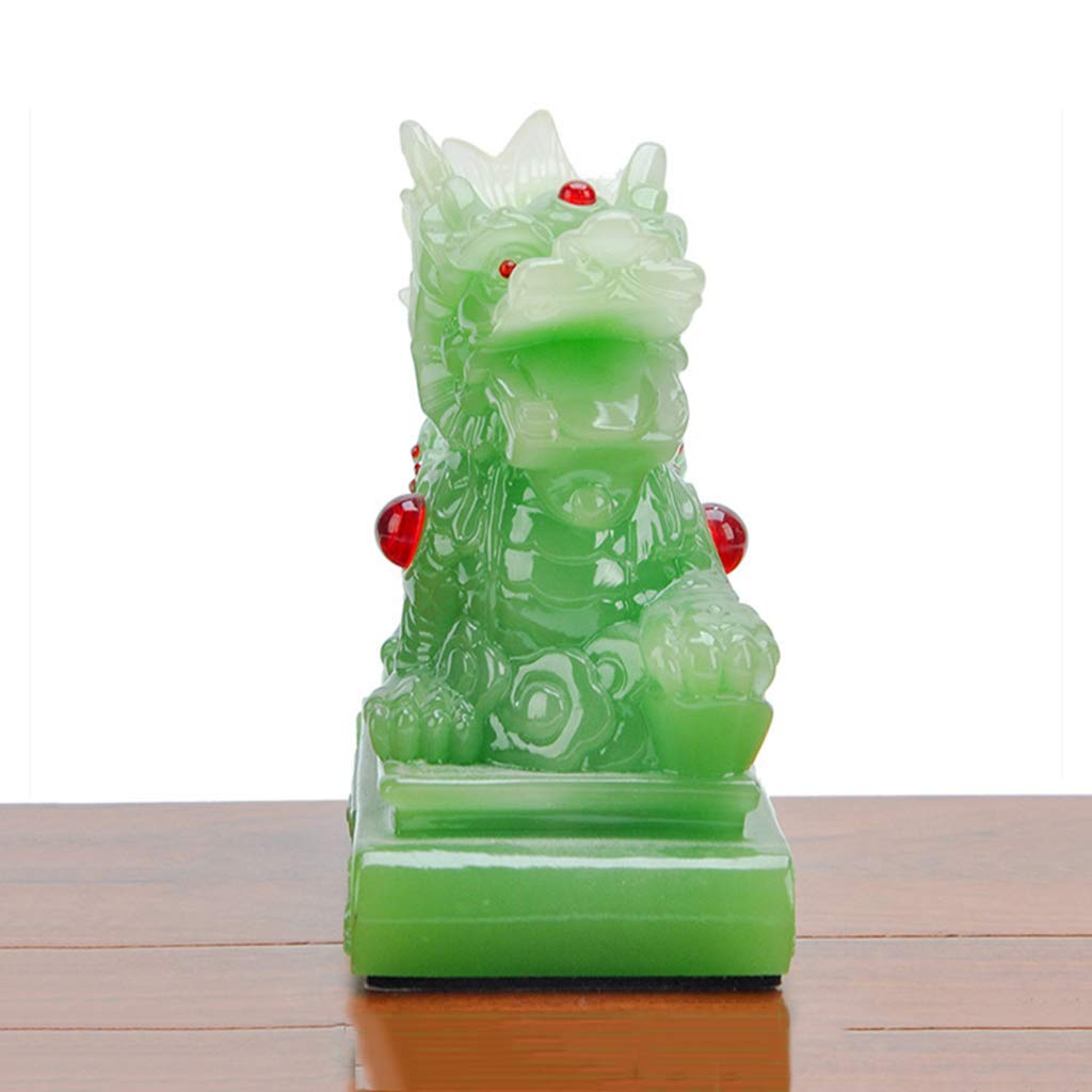 Ornamenti Feng Shui Statue Cinesi qilin/Chi Lin Kylin Resina Giada Pietra Decorazione Accessori Figurine, Ufficio Domestico e Decorazione Auto Regalo ricchezza buona Fortuna Scultura