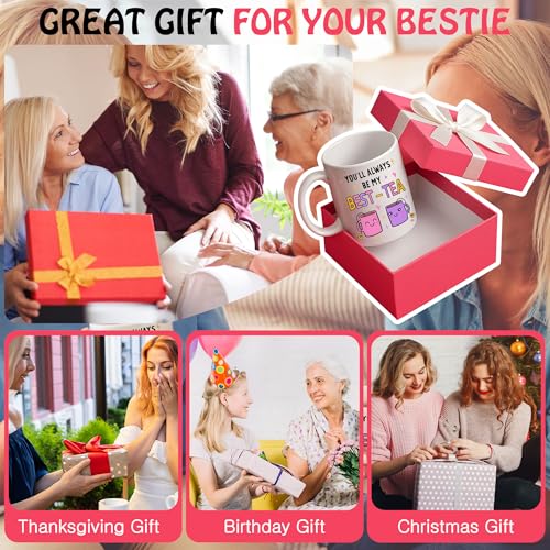 Image of Gossby Friend Coffee Mug - BEST-TEA - Gifts for Best Friend Women - Christmas Friendship Gift for Female Friend - Best Friends Birthday Gift - Besties BFF Gifts - 11oz White Ceramic Cup